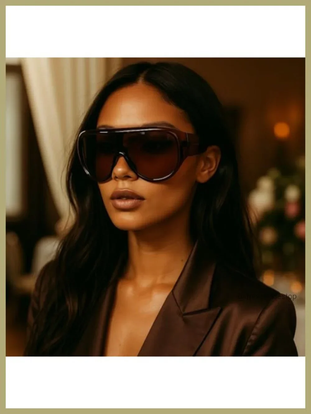 Oversized Pilot Sunglasses Women Big Frame Luxury Round Sun Glasses UV400